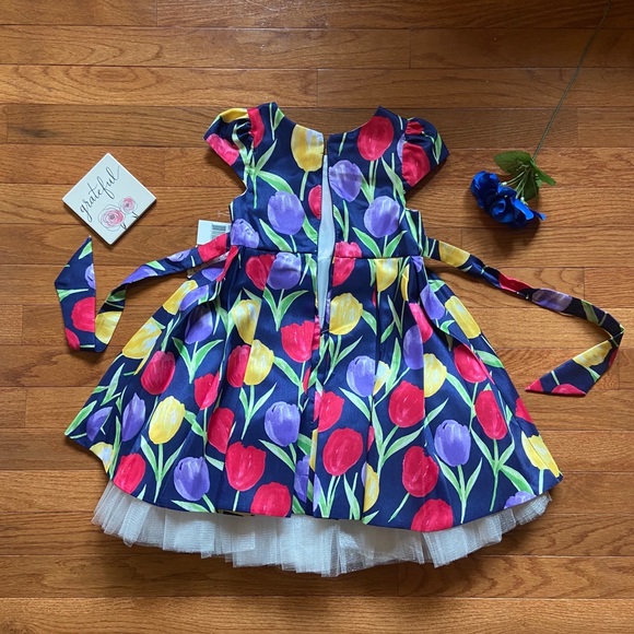 NWT Cute Toddler Girls Navy Multi Dress - Picture 9 of 12